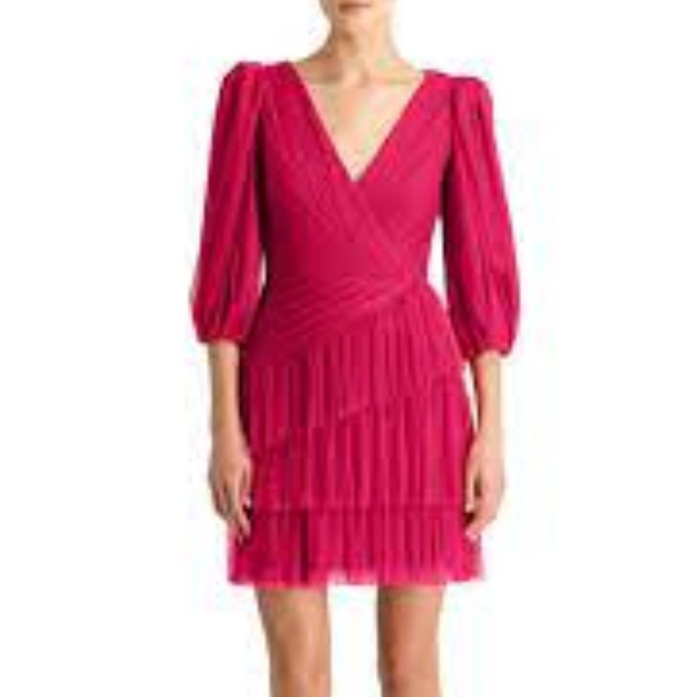 NWT Monique Lhuillier designer Mesh Three Quarter Sleeve mini dress - Size 12